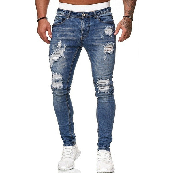 Fashion Street Style Ripped Skinny Jeans Men Vintage
