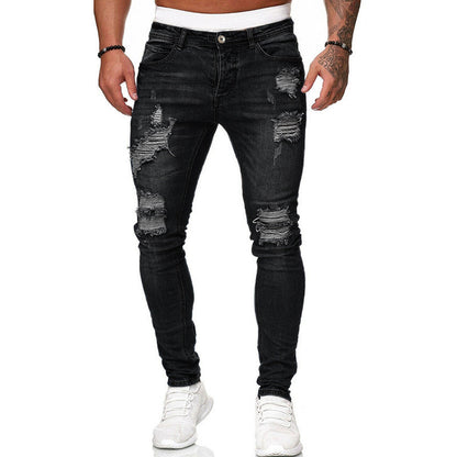 Fashion Street Style Ripped Skinny Jeans Men Vintage